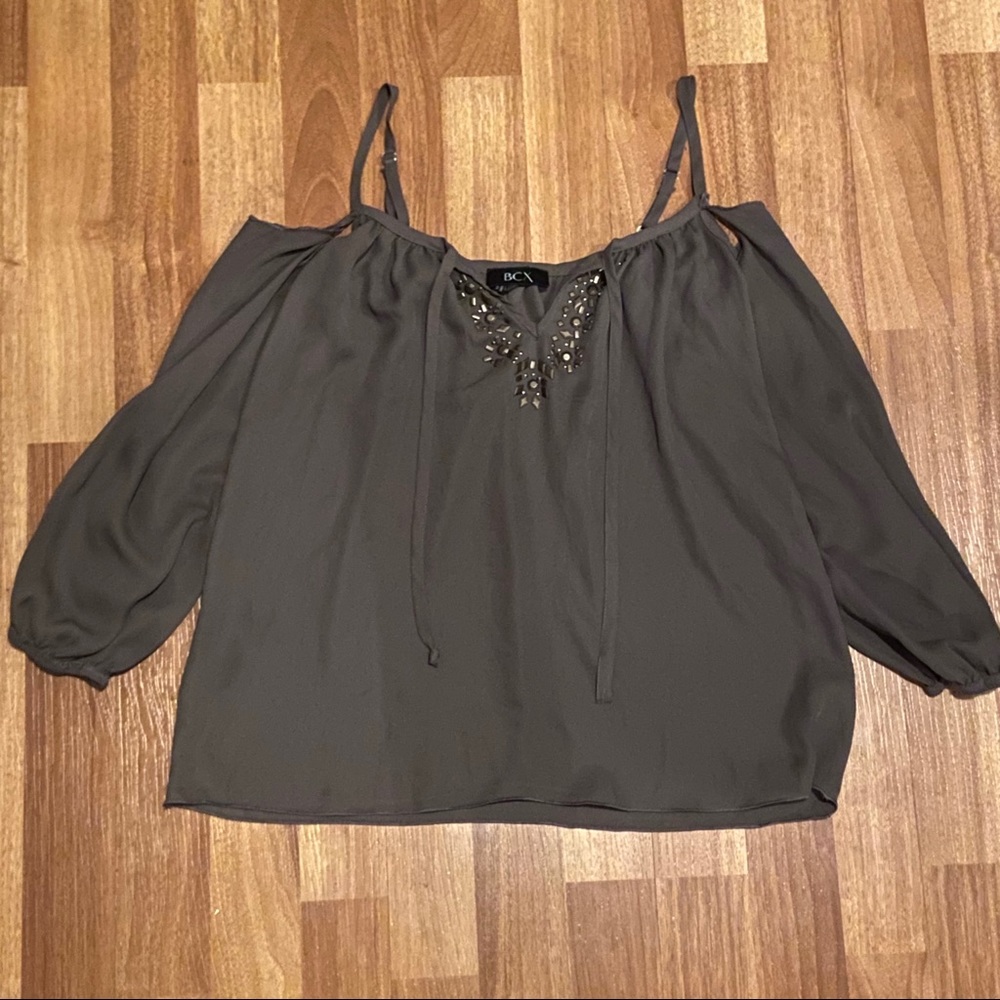 Green sheer off shoulder blouse - Holidays